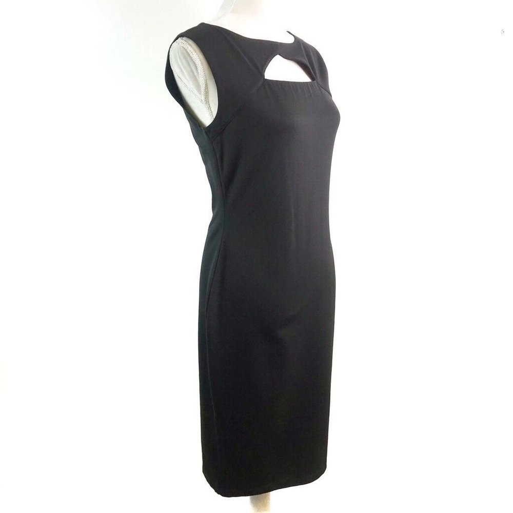 NWOT Ralph Lauren Women's Sheath Dress Black Front Cut Out Sleeveless Zipper 1X